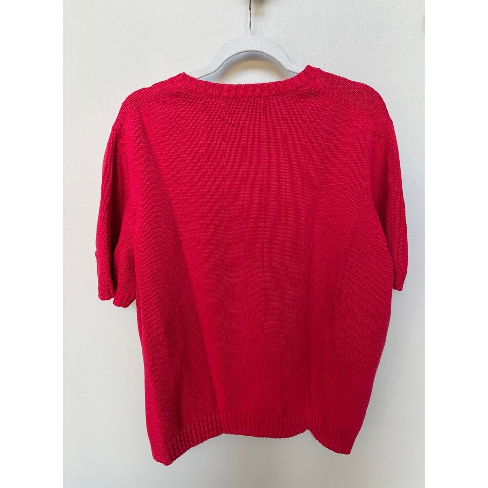Women’s Lands End Fuschia Short Sleeve Sweater Plus 2X 20/22 - Picture 2 of 8
